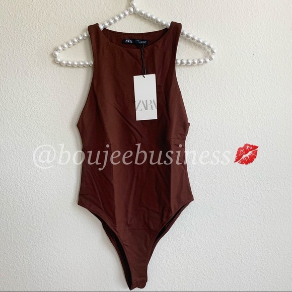 ZARA BNWT Brown Halterneck Bodysuit - Picture 9 of 10